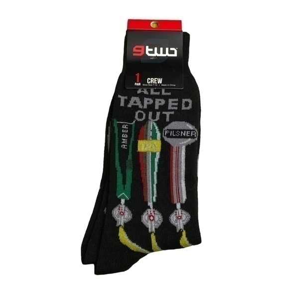 9two Other - 9two Crew Socks 1 Pair Mens All Tapped Out Beer Novelty Shoe Size 7 to 12